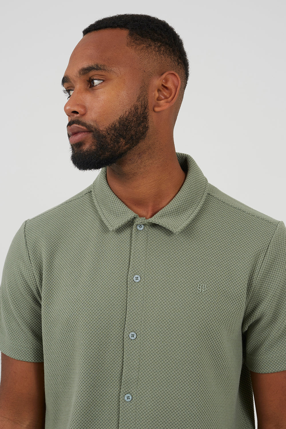 Brave Soul Pale Green Short Sleeve Textured Shirt - Pale Green Image 4