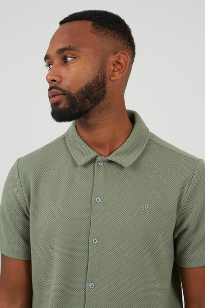 Brave Soul Pale Green Short Sleeve Textured Shirt - Pale Green Image 4