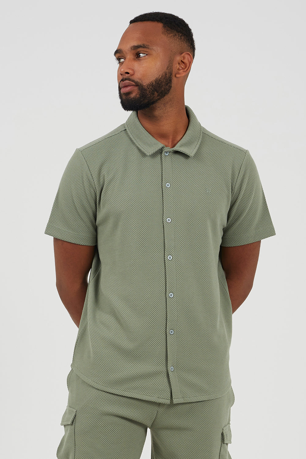 Brave Soul Pale Green Short Sleeve Textured Shirt - Pale Green Image 1