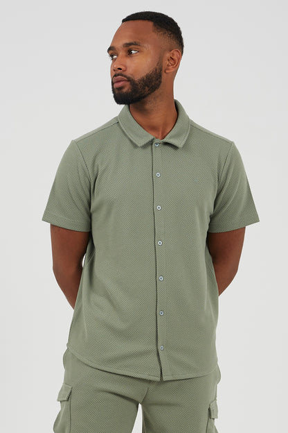 Brave Soul Pale Green Short Sleeve Textured Shirt - Pale Green Image 1
