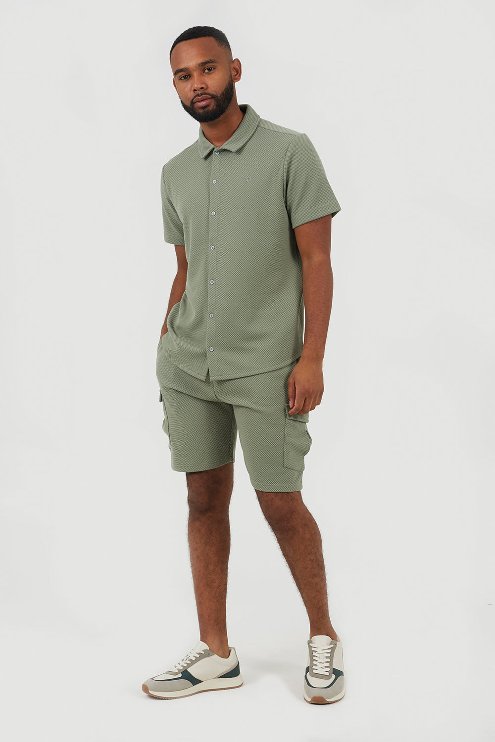 Brave Soul Pale Green Short Sleeve Textured Shirt - Pale Green Image 3