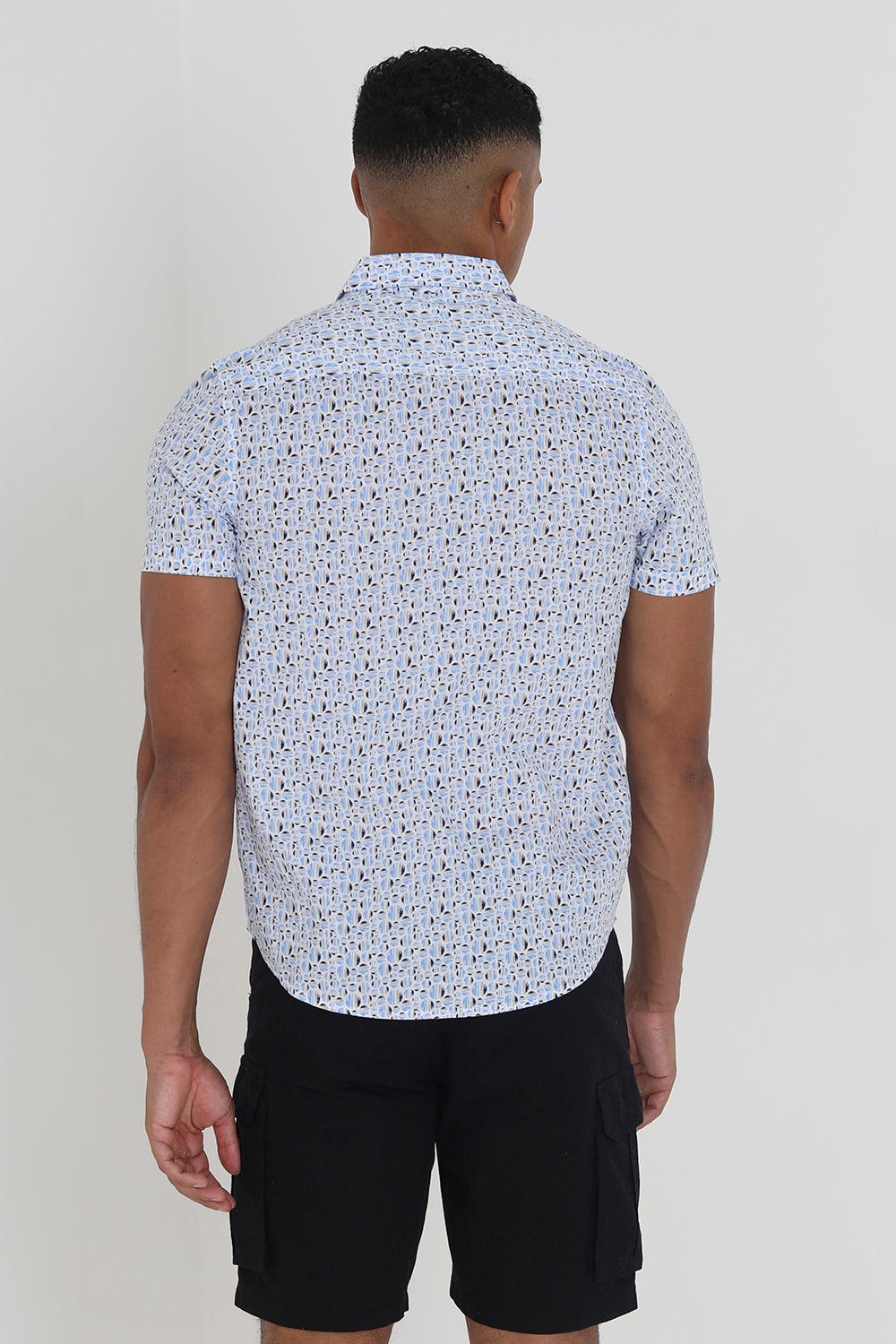 Brave Soul Blue Cotton Short Sleeve Print Shirt - Blue Image 2