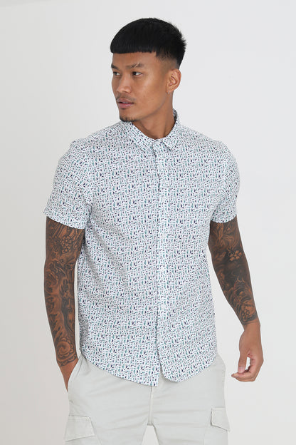 Brave Soul Green Cotton Short Sleeve Print Shirt - Green Image 1