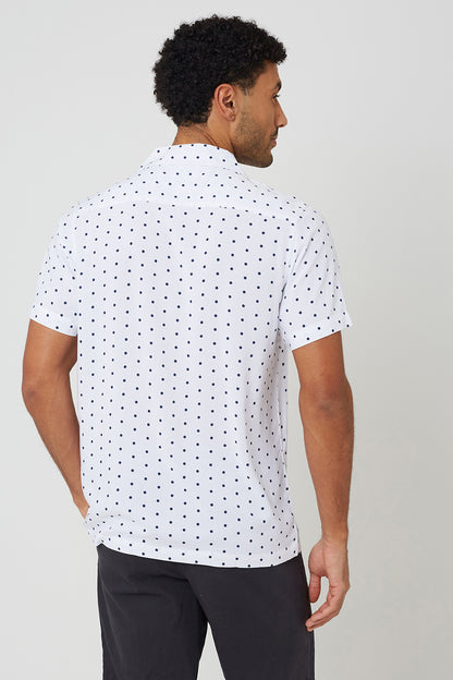 Brave Soul White Revere Collar Polka Dot Short Sleeve Shirt - White Image 2