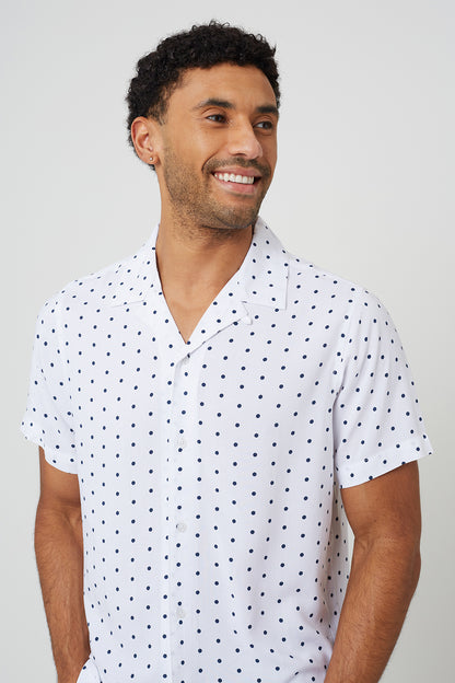 Brave Soul White Revere Collar Polka Dot Short Sleeve Shirt - White Image 4