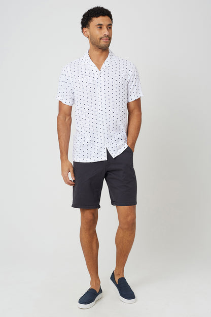 Brave Soul White Revere Collar Polka Dot Short Sleeve Shirt - White Image 3