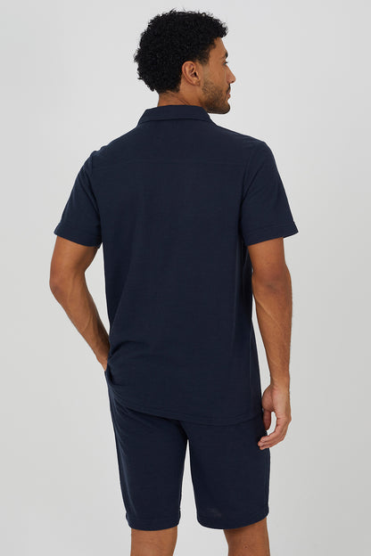 Brave Soul Navy Revere Collar Shirt - Navy Image 2