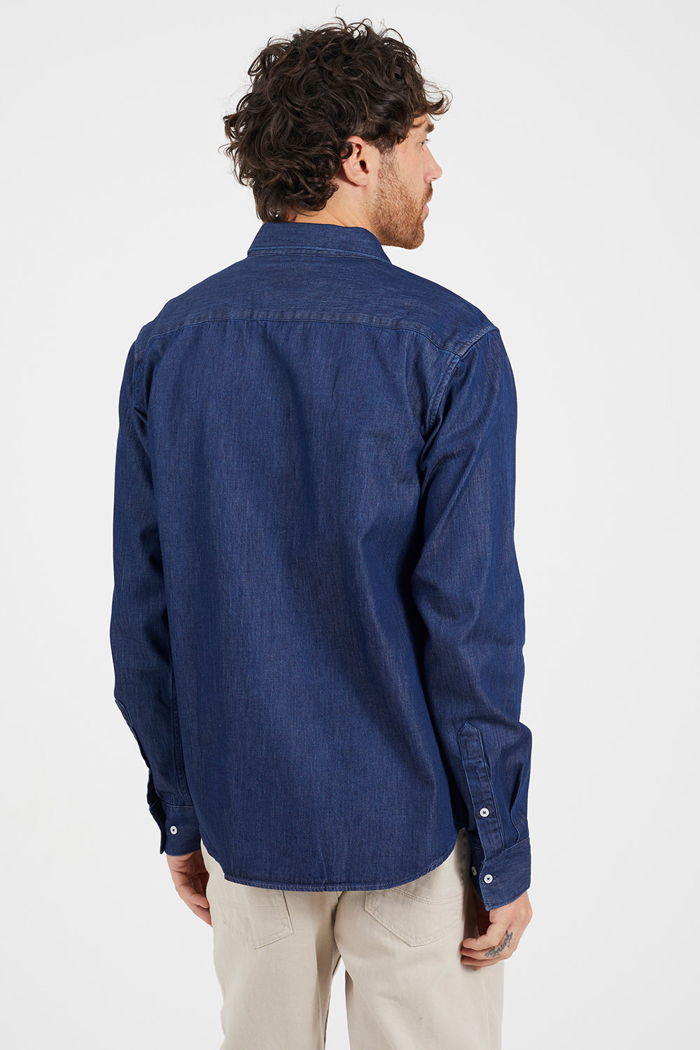 Brave Soul Dark Blue Long Sleeve Denim Shirt - Dark Blue Image 2