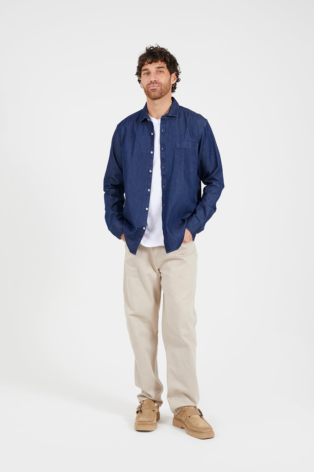 Brave Soul Dark Blue Long Sleeve Denim Shirt - Dark Blue Image 3