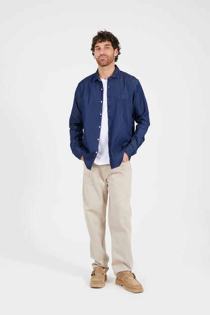 Brave Soul Dark Blue Long Sleeve Denim Shirt - Dark Blue Image 3