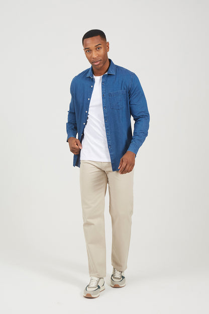 Brave Soul Light Blue Long Sleeve Denim Shirt - Light Blue Image 3