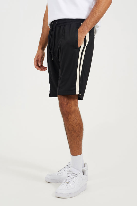Brave Soul Black Double Side Stripe Jersey Shorts - Black Image 1