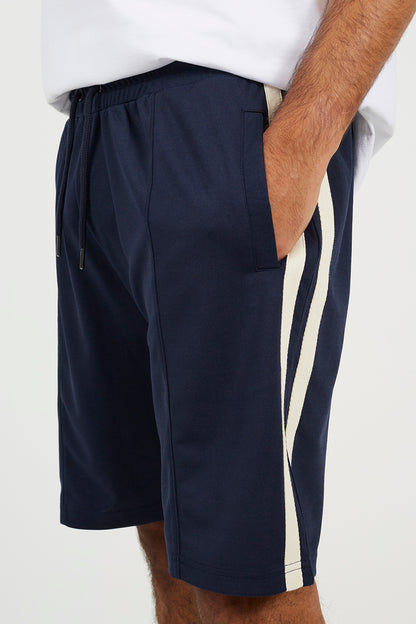 Brave Soul Navy Double Side Stripe Jersey Shorts - Navy Image 4