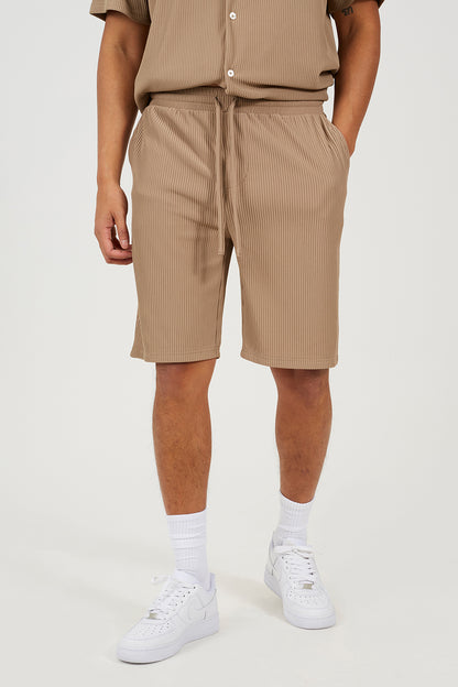 Brave Soul Taupe Pleated Shorts - Taupe Image 1