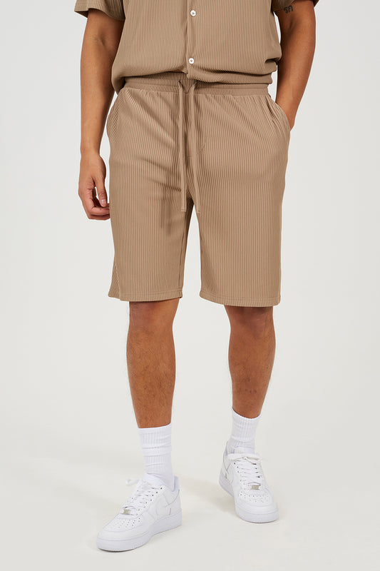 Brave Soul Taupe Pleated Shorts - Taupe Image 1
