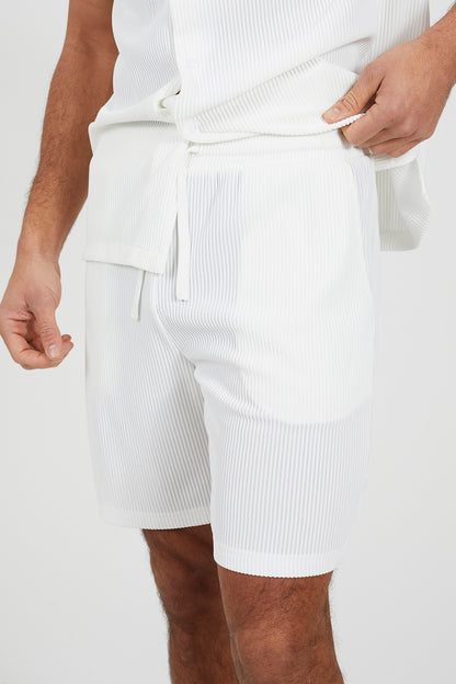 Brave Soul Cream Pleated Shorts - Cream Image 4