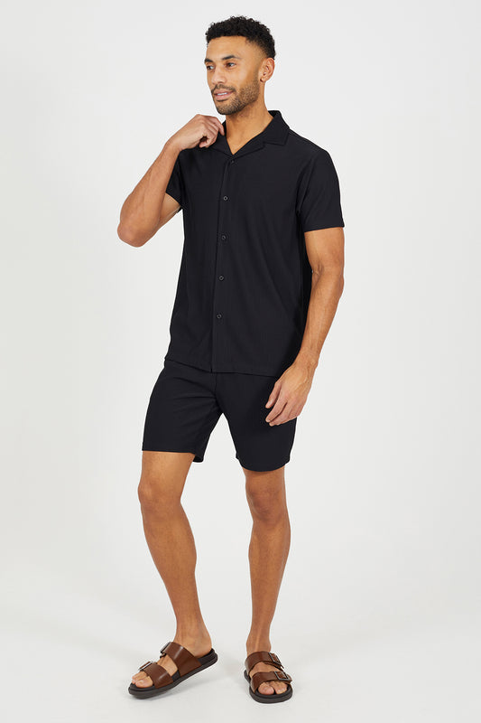 Brave Soul Black Pleated Shorts - Black Image 1