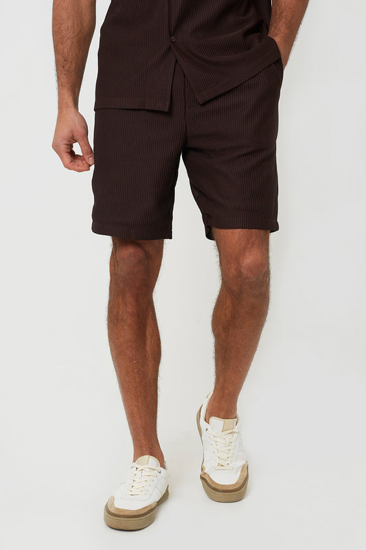 Brave Soul Chocolate Pleated Shorts - Chocolate Image 1
