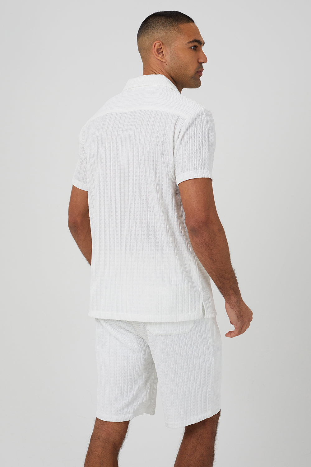 Brave Soul Off White Textured Drawcord Shorts - Off White Image 2