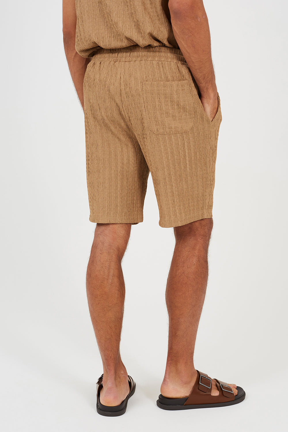 Brave Soul Tan Textured Drawcord Shorts - Tan Image 2