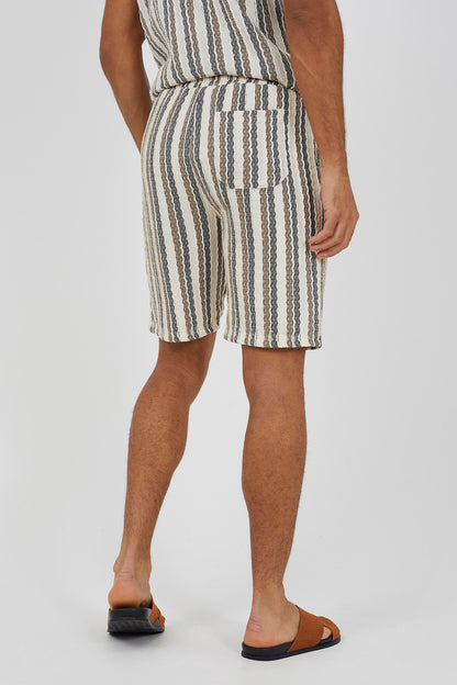 Brave Soul White Striped Shorts   - White Image 2