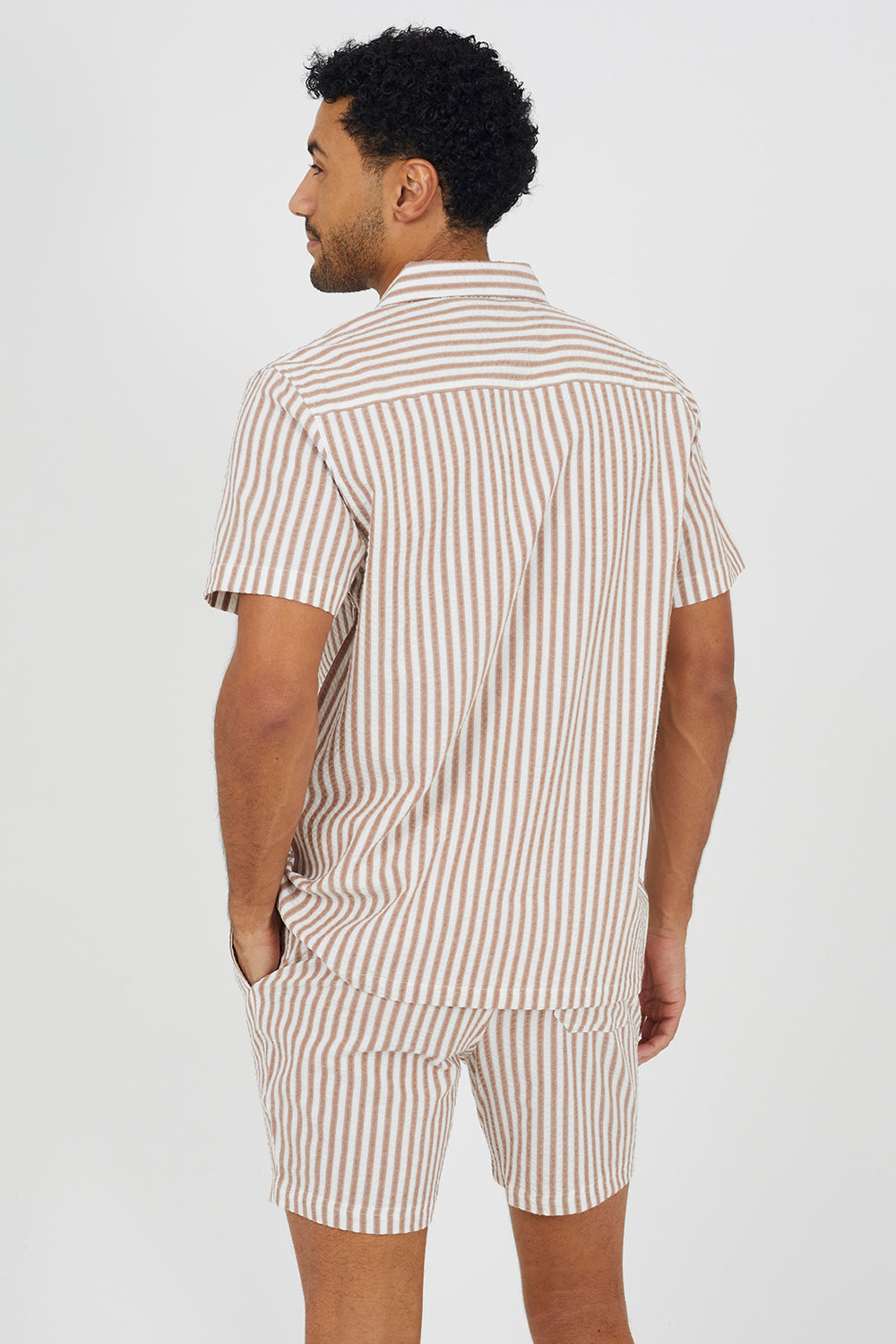 Brave Soul Brown Striped Drawcord Shorts - Brown Image 2