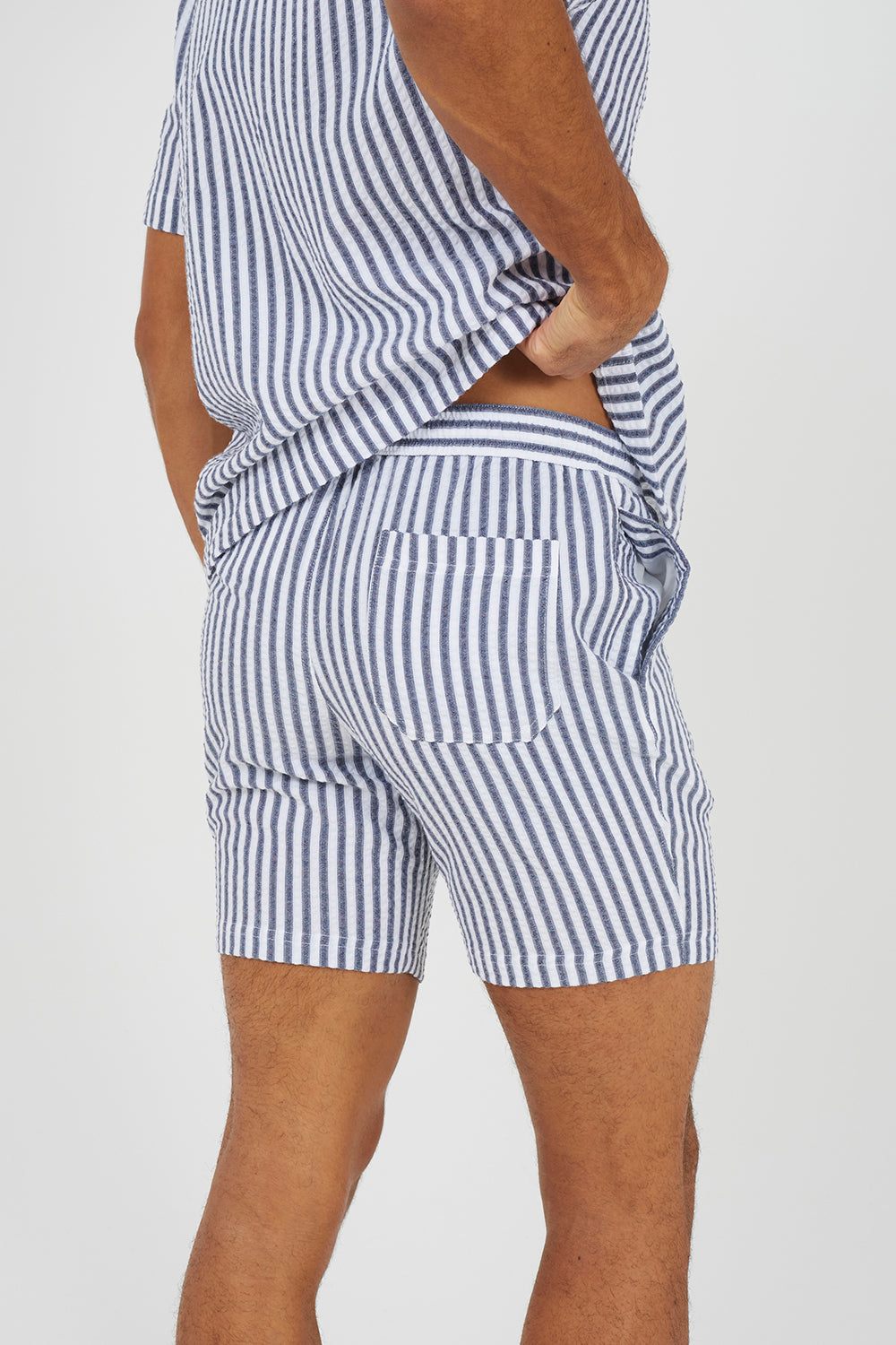 Brave Soul Navy Striped Drawcord Shorts - Navy Image 2