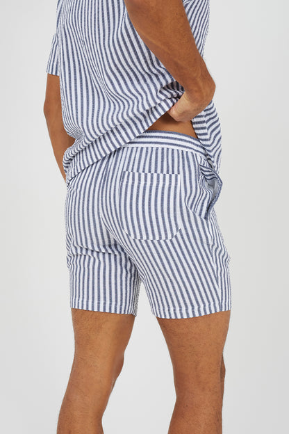 Brave Soul Navy Striped Drawcord Shorts - Navy Image 2