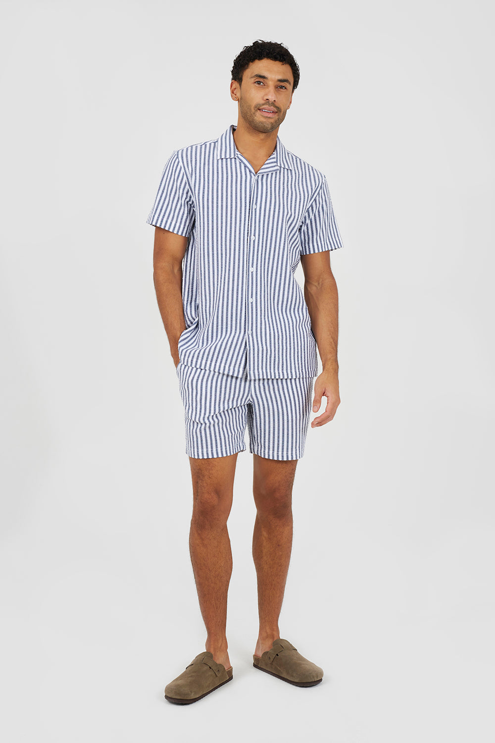 Brave Soul Navy Striped Drawcord Shorts - Navy Image 3