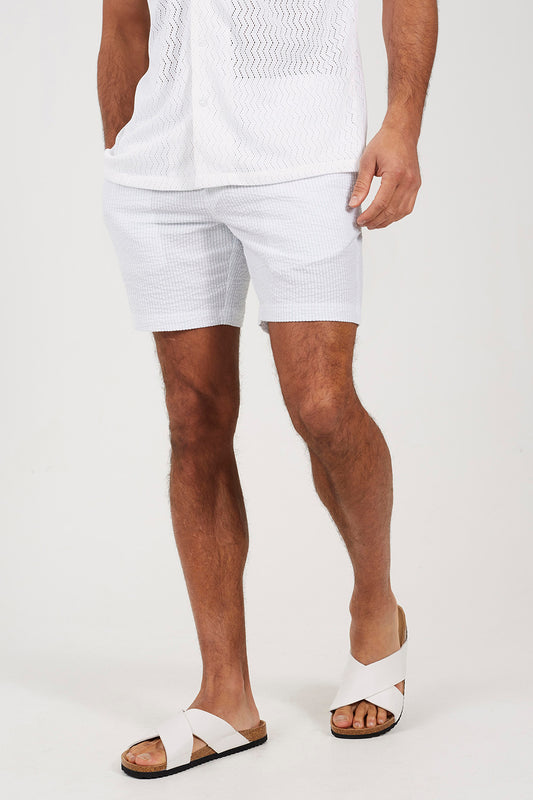 Brave Soul Light Blue Seersucker Shorts - Light Blue Image 1