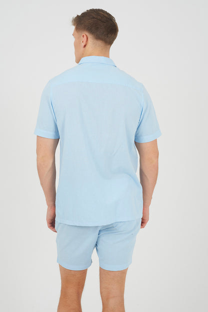 Brave Soul Light Blue Seersucker Shorts - Light Blue Image 2