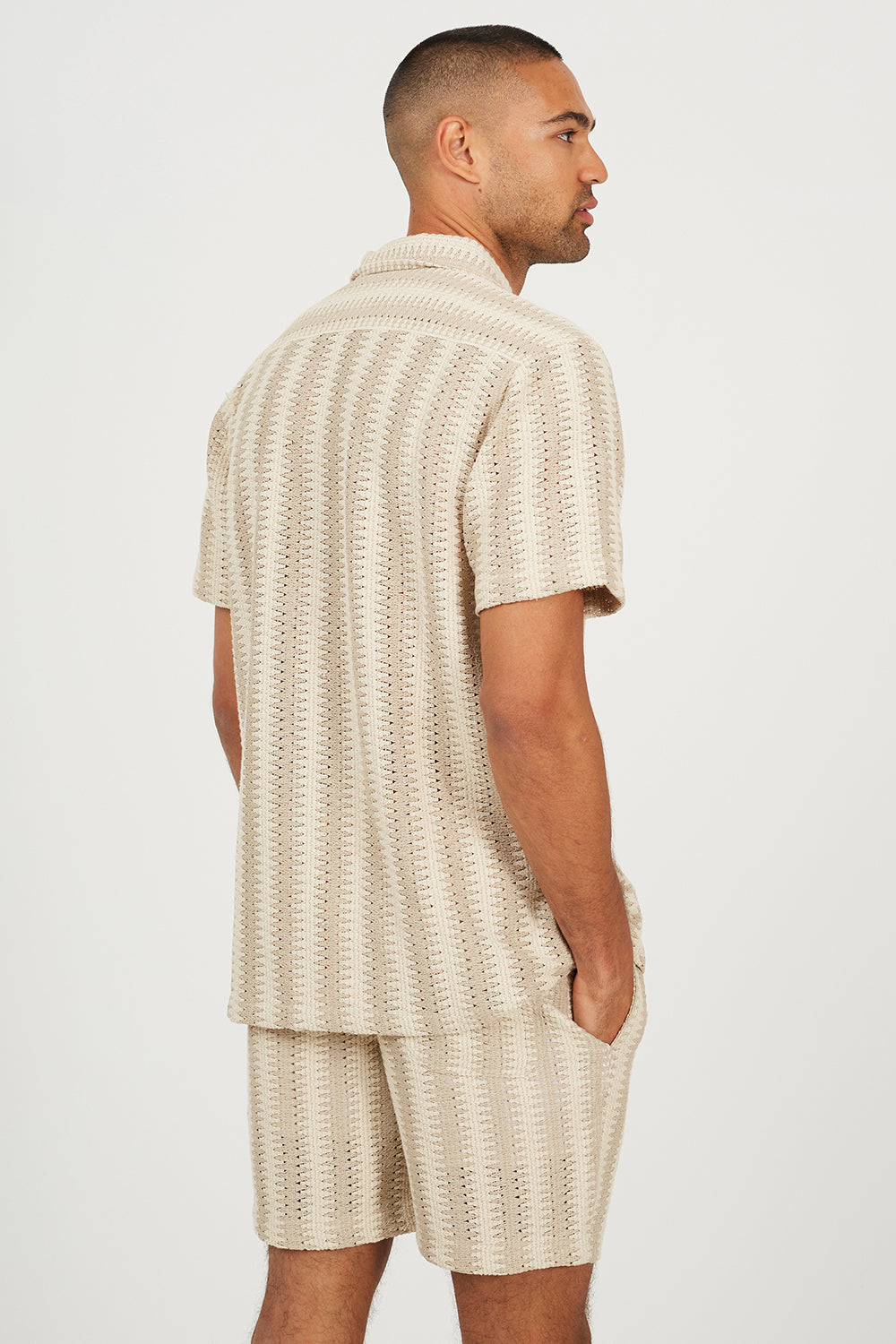 Brave Soul Beige Stripe Shorts - Beige Image 2