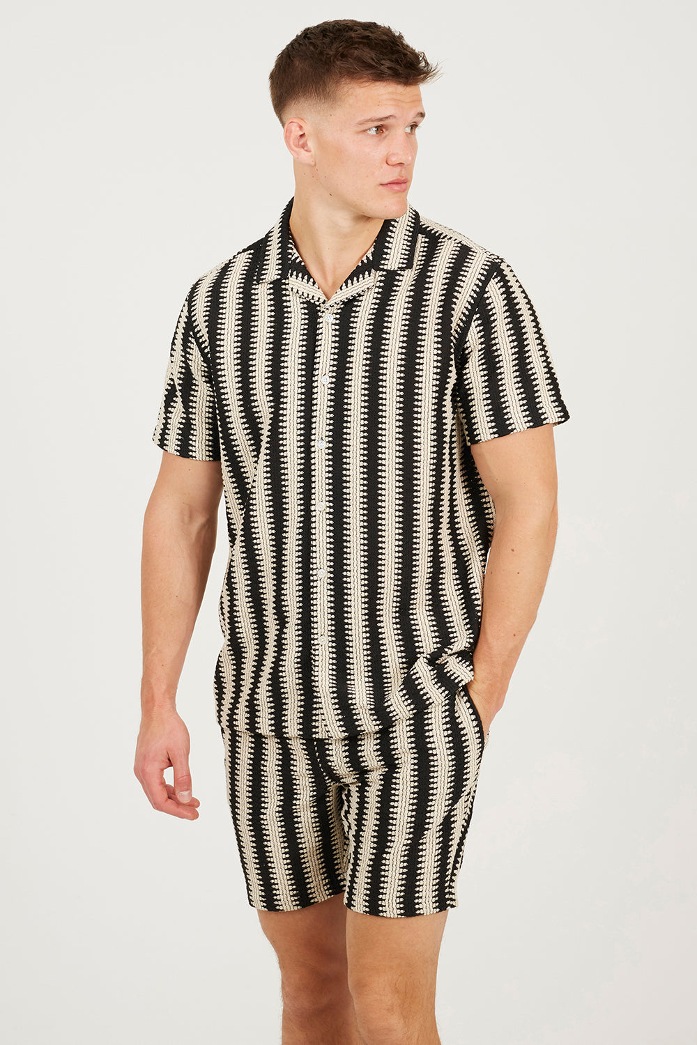 Brave Soul Black Stripe Shorts - Black Image 4