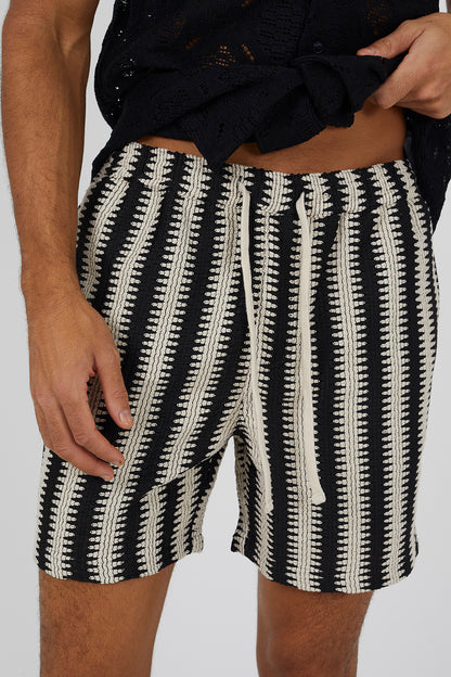 Brave Soul Black Stripe Shorts - Black Image 5