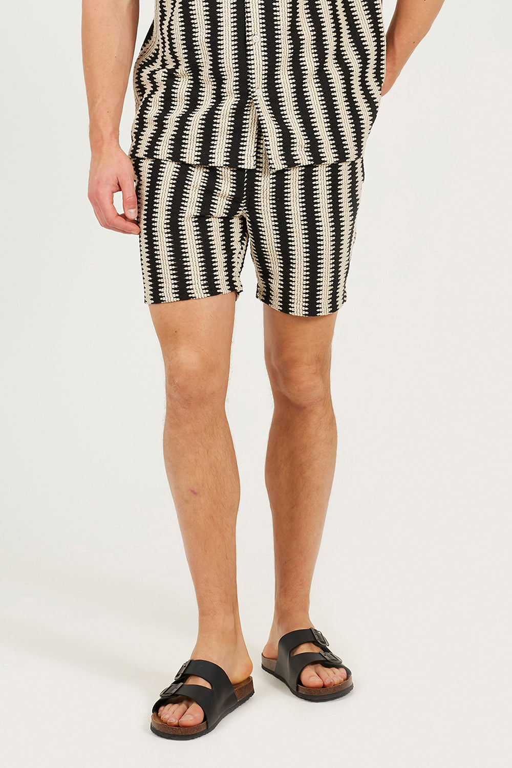 Brave Soul Black Stripe Shorts - Black Image 1