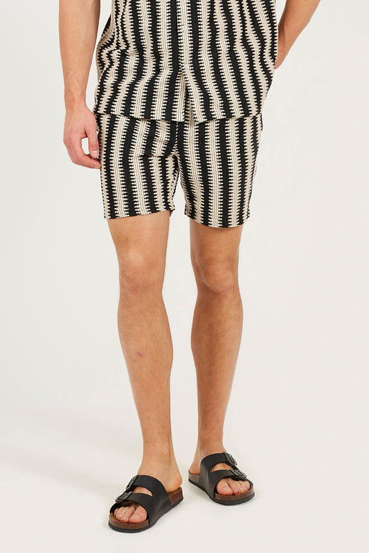 Brave Soul Black Stripe Shorts - Black Image 1