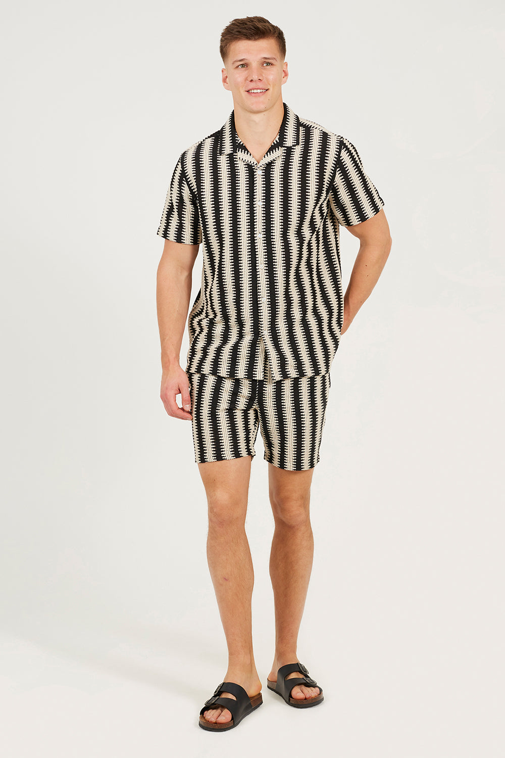 Brave Soul Black Stripe Shorts - Black Image 3