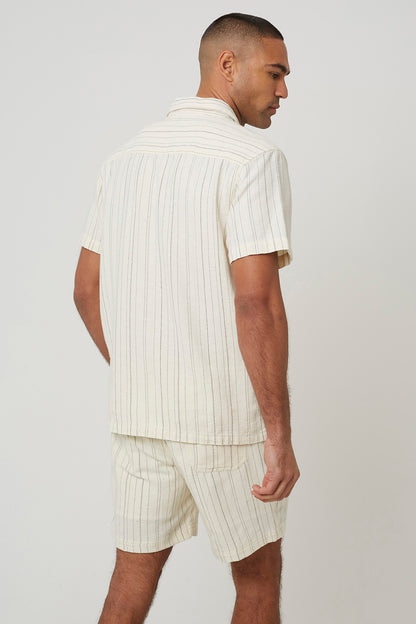 Brave Soul Cream Stripe Shorts - Cream Image 2