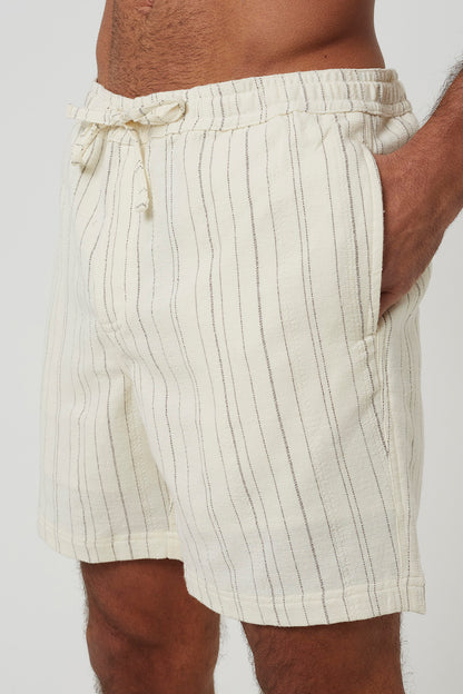 Brave Soul Cream Stripe Shorts - Cream Image 4