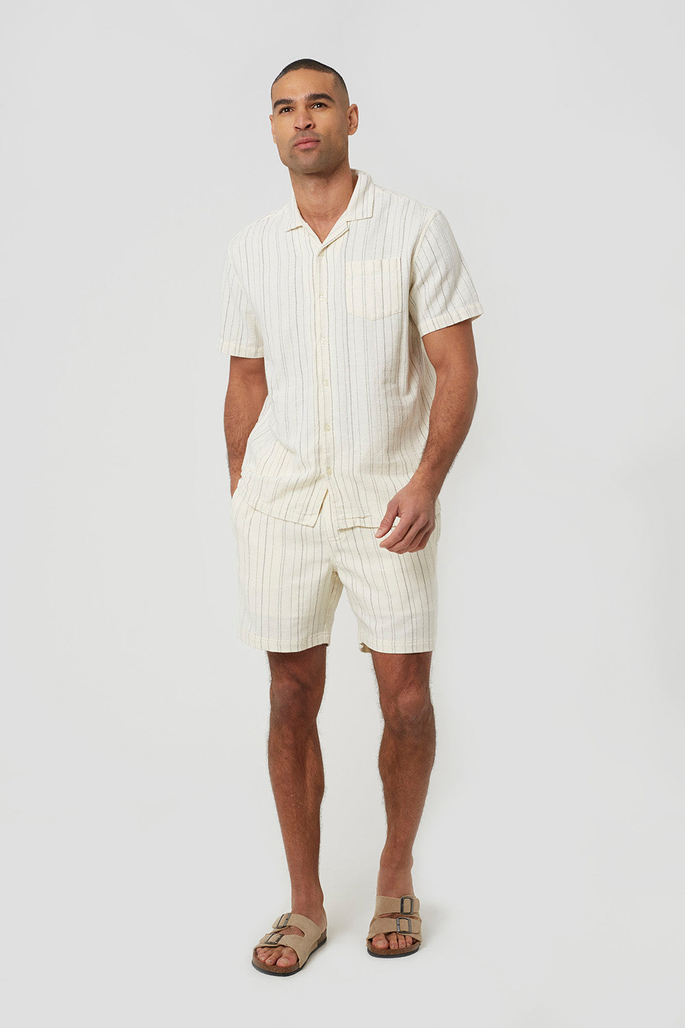 Brave Soul Cream Stripe Shorts - Cream Image 3