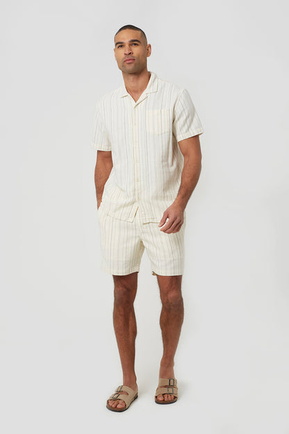 Brave Soul Cream Stripe Shorts - Cream Image 3