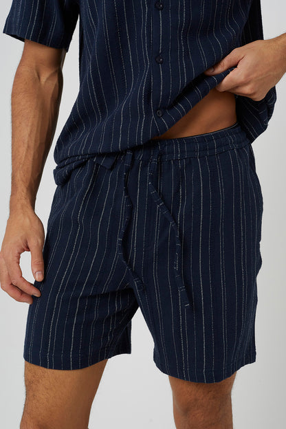 Brave Soul Navy Stripe Shorts - Navy Image 4