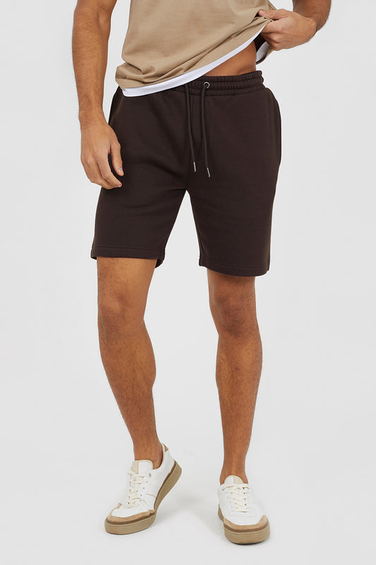 Brave Soul Chocolate Basic Fleece Shorts - Chocolate Image 1