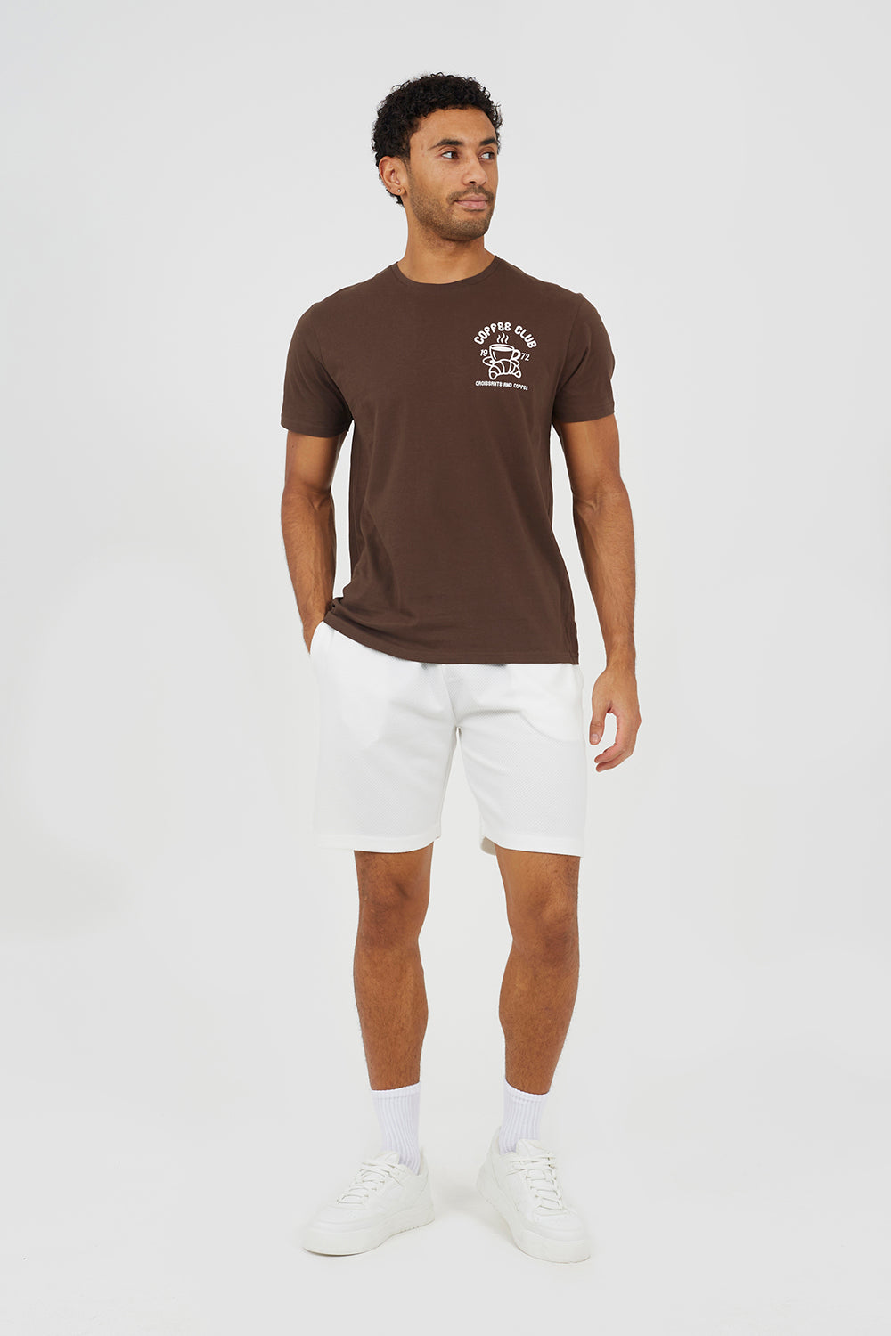 Brave Soul Cream Textured Longline Shorts - Cream Image 3