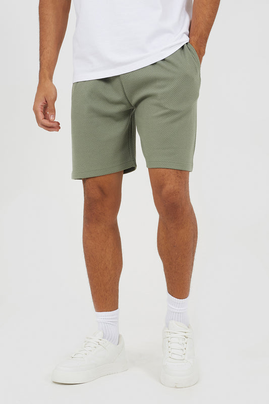 Brave Soul Pale Green Textured Longline Shorts - Pale Green Image 1