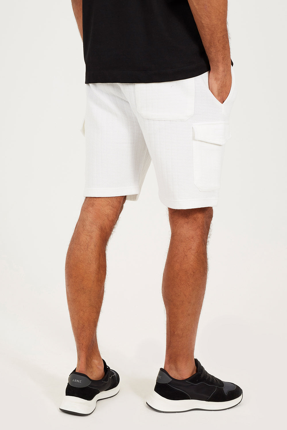 Brave Soul Off White Patch Pocket Elasticated Waist Shorts - Off White Image 2