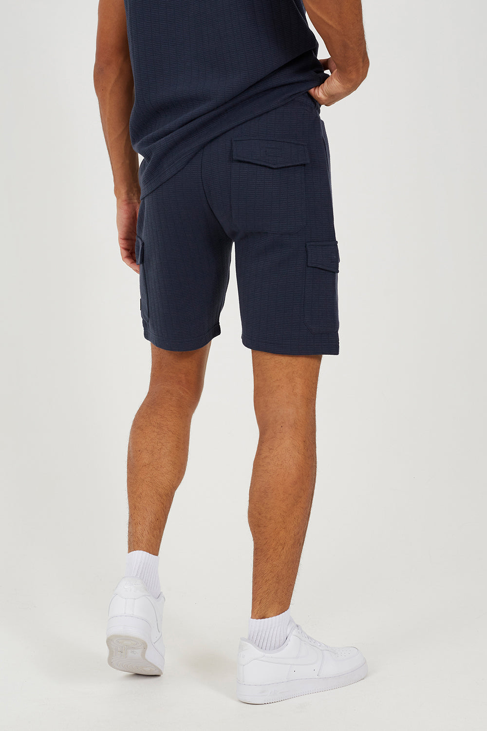 Brave Soul Navy Patch Pocket Elasticated Waist Shorts - Navy Image 2