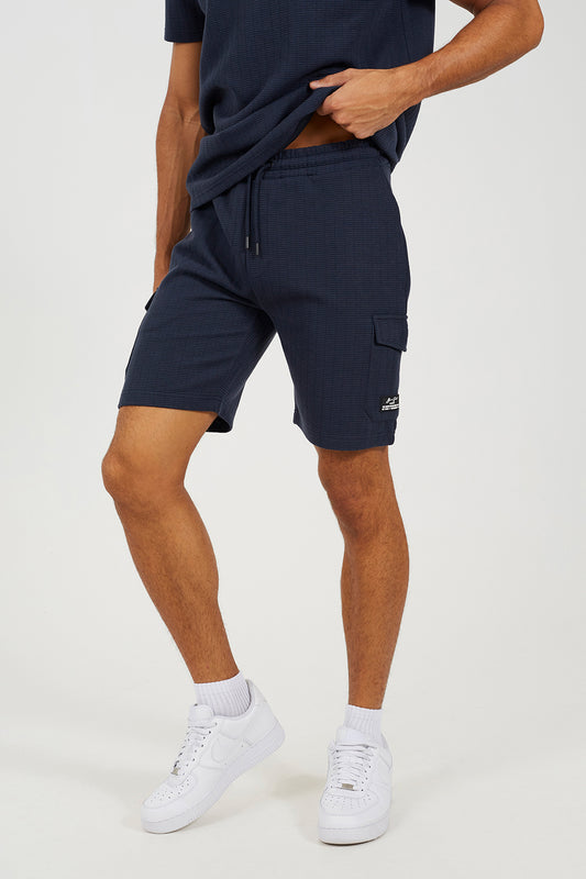 Brave Soul Navy Patch Pocket Elasticated Waist Shorts - Navy Image 1