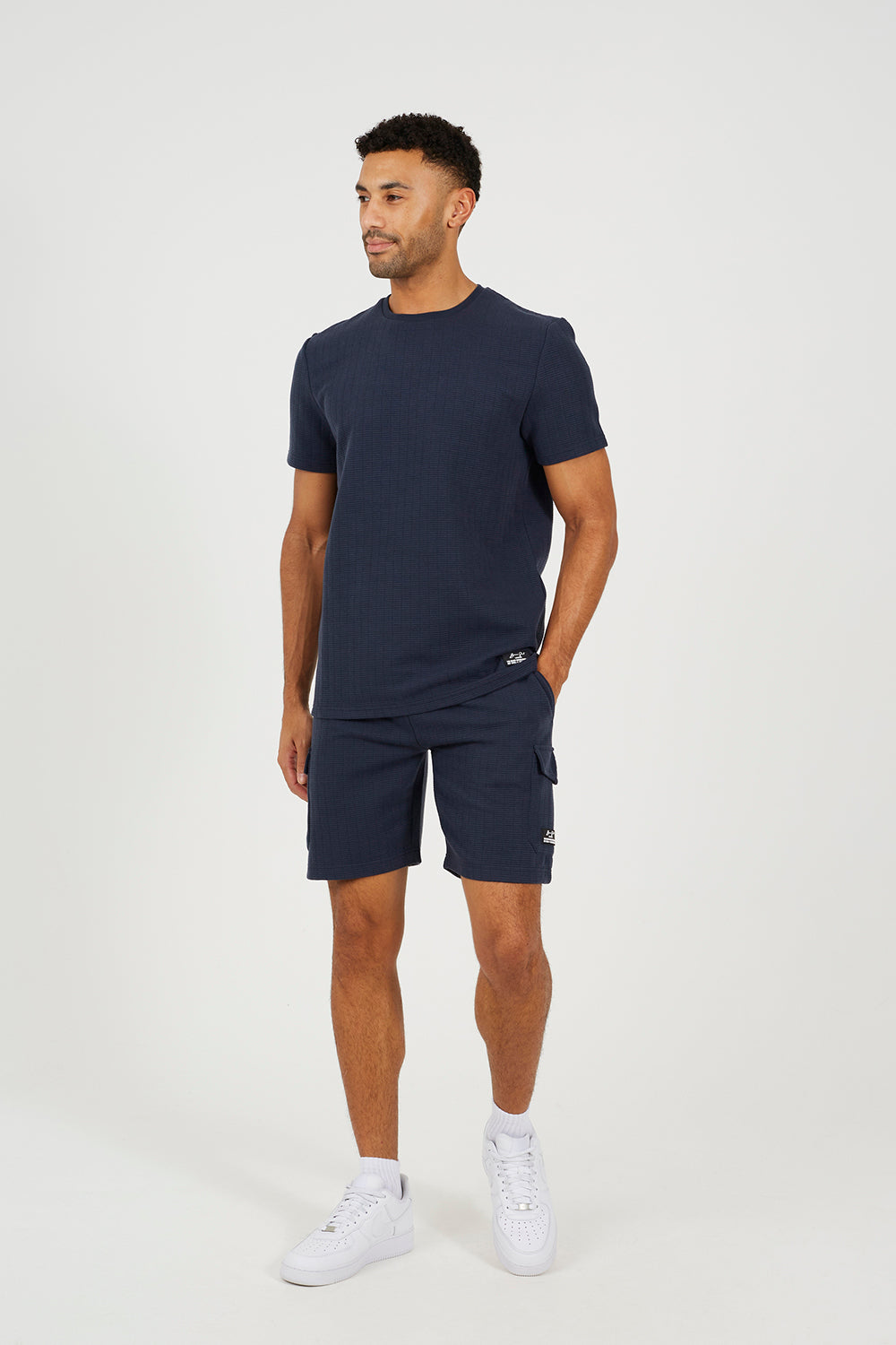 Brave Soul Navy Patch Pocket Elasticated Waist Shorts - Navy Image 3