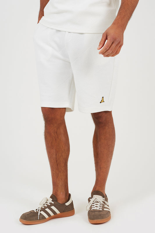 Brave Soul Cream Shorts with Badge Detail - Cream Image 1